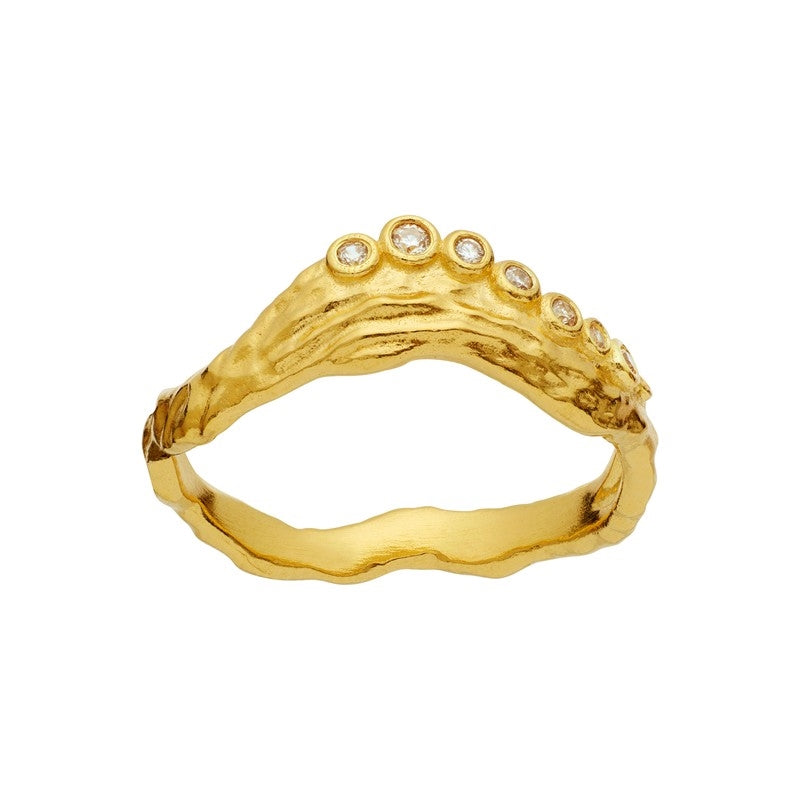 Selene ring i forgyldt sølv med champagne zirkonia fra Maanesten